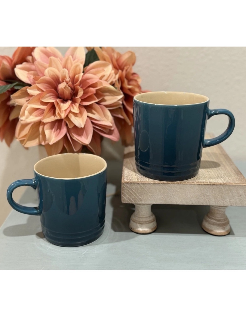 Le Creuset Deep Teal Mug Stoneware 350ml 12oz Glaze Tea Coffee Cup NEW
Set Of 2